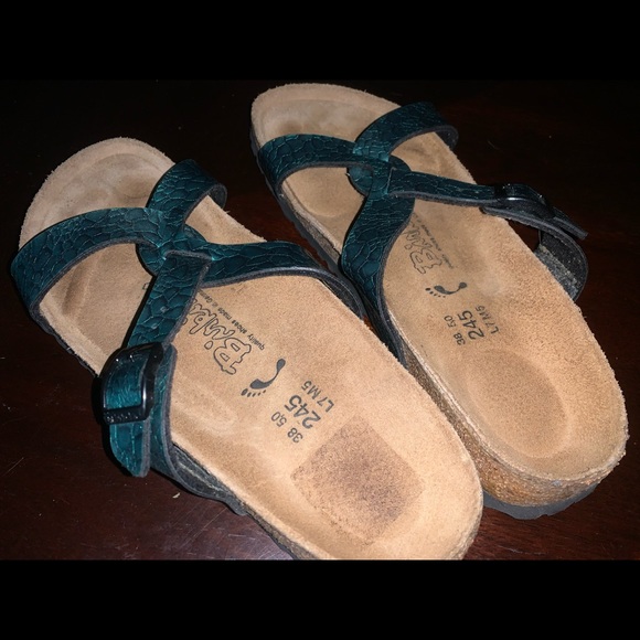 New! Birkenstock Birki's Sylt Birko Flor Turquoise Sandals Size 7 - Picture 4 of 5